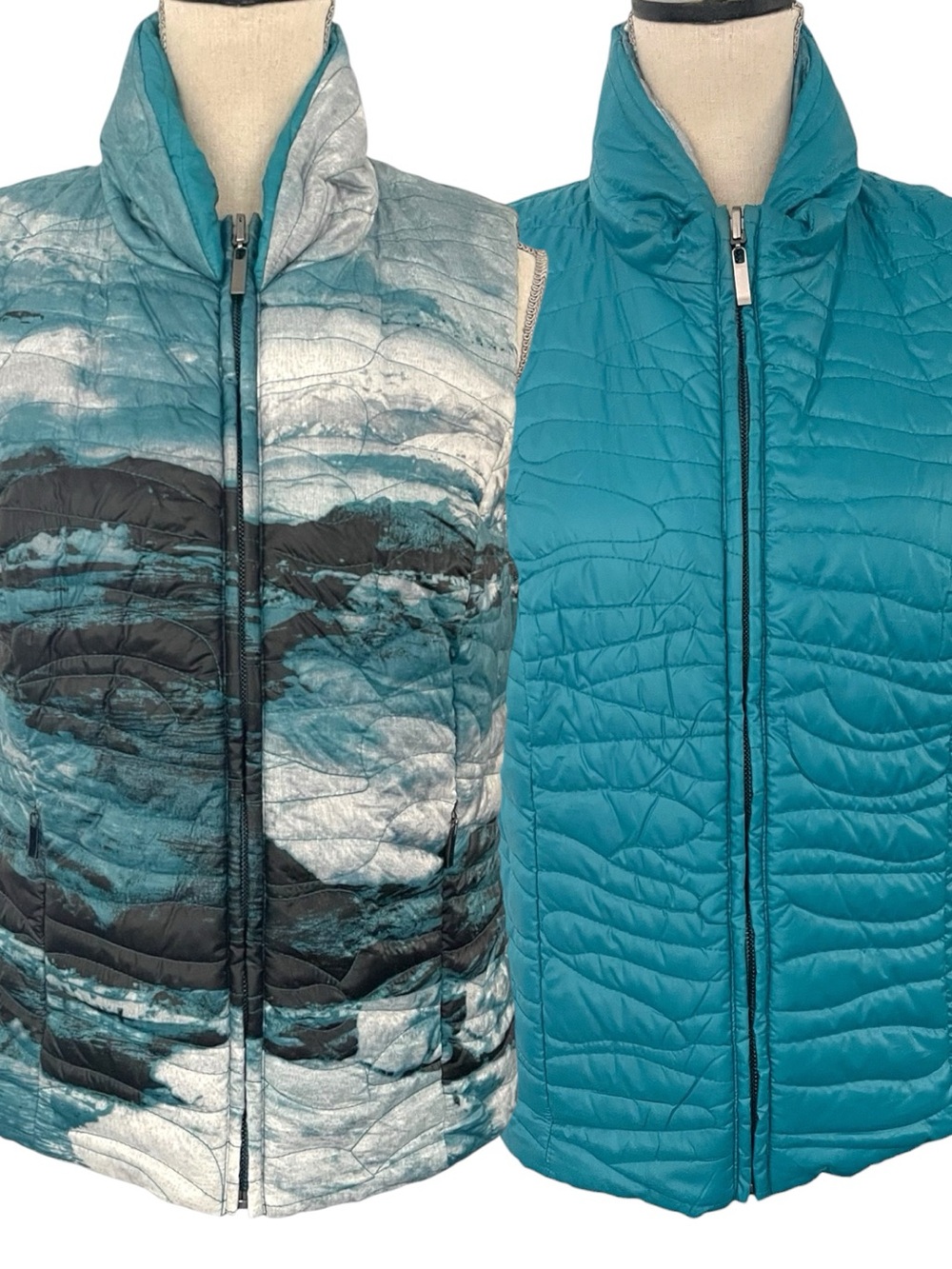 Vintage Proportion Petite Conrad C Teal Reversible Quilted Puffer Vest (8)